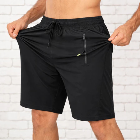 Bermuda masculina academia praia piscina tactel com elastano bolso com ziper shorts alta performance