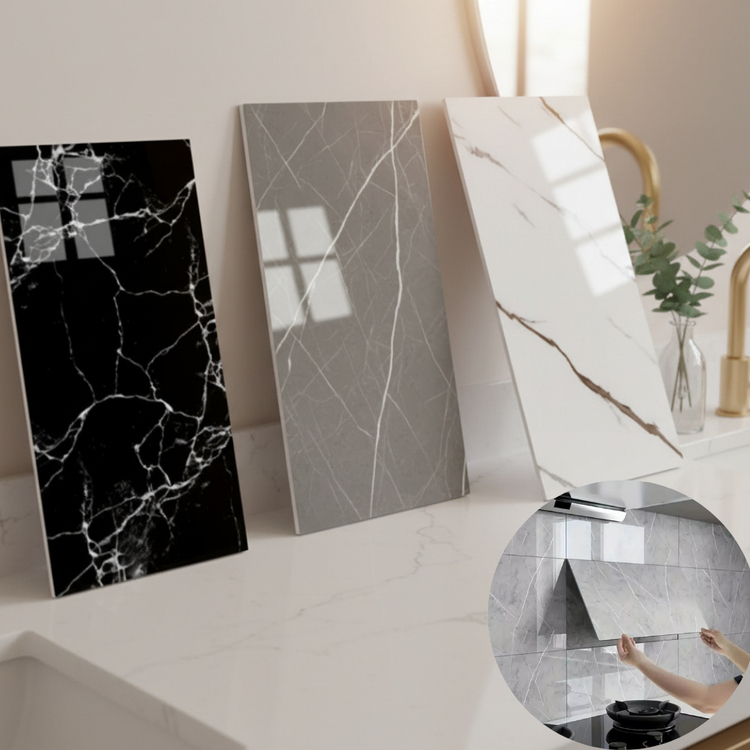 Até 30 Placas Adesiva 3D Efeito Mármore Branco Preto Cinza 30x60cm | Renove Seu Ambiente com Estilo Decoração P/ Casa