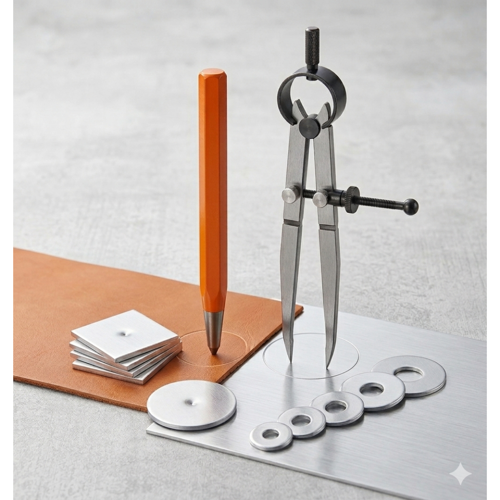 Kit Compasso Reto 6" + Punção de centro 4mm Traçar Marcação De Chapa Inox Alumínio