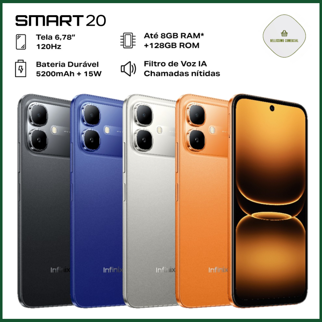 Celular Infinix Smart 20 4G 128GB / 4GB RAM DUAL SIM TELA 6.78" 5200mAh