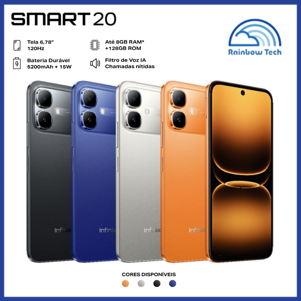 Celular Infinix Smart 20 4G 128GB / 4GB RAM DUAL SIM TELA 6.78" NFC 5200mAh