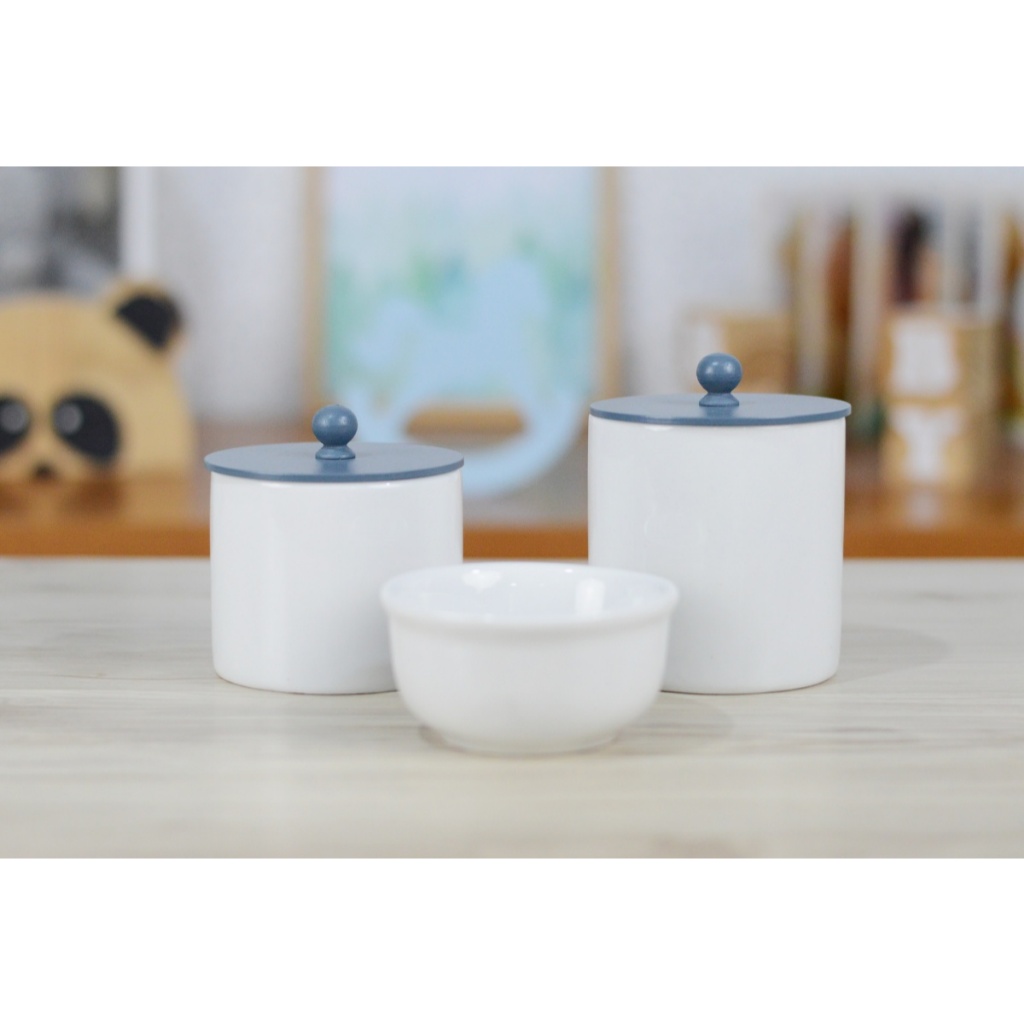 Kit Higiene Meninos Bebê Maternidade Porcelana Quarto Infantil Azul Royal Decoração Bancada Cuidados K163