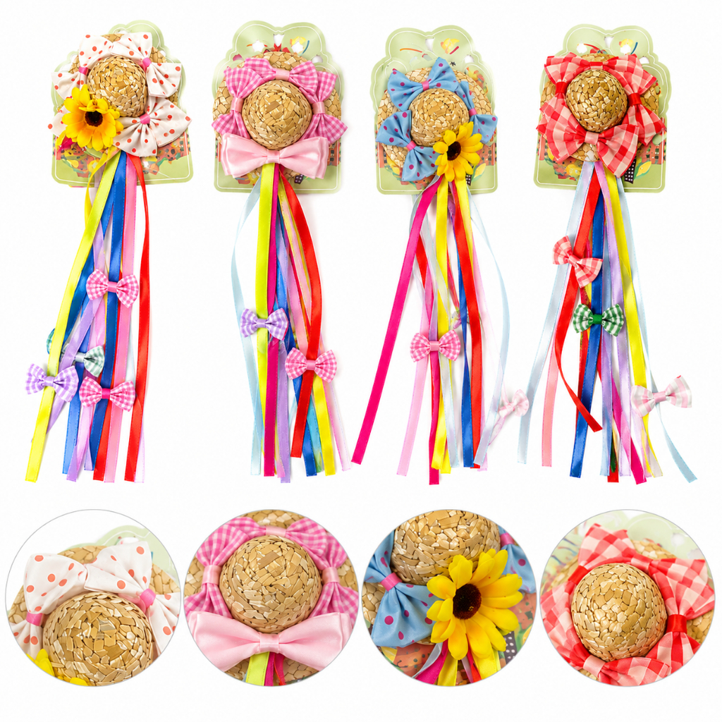 Mini Chapeu Junino Presilha de Cabelo Enfeite de Cabelo Chapeuzinho Junino Festa junina
