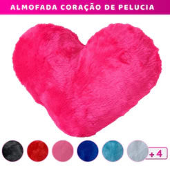 Pelucia Coração Almofada Felpuda Presente Dia dos Namorados Quarto Decoração Infantil Adulto Varias Cores
