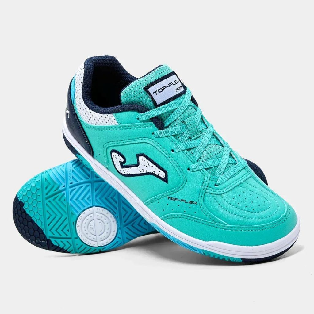 Chuteira de Futsal Joma Top Flex Infantil - Azul Turquesa