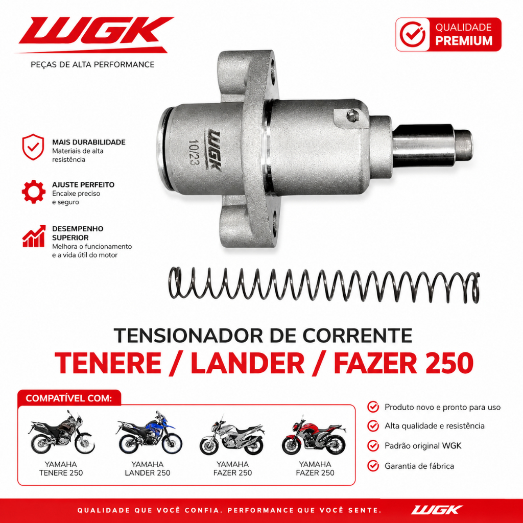 Tensionador de corrente de comando WGK para : Fazer 250 \Lander-250 \ Tenere-250 com catraca