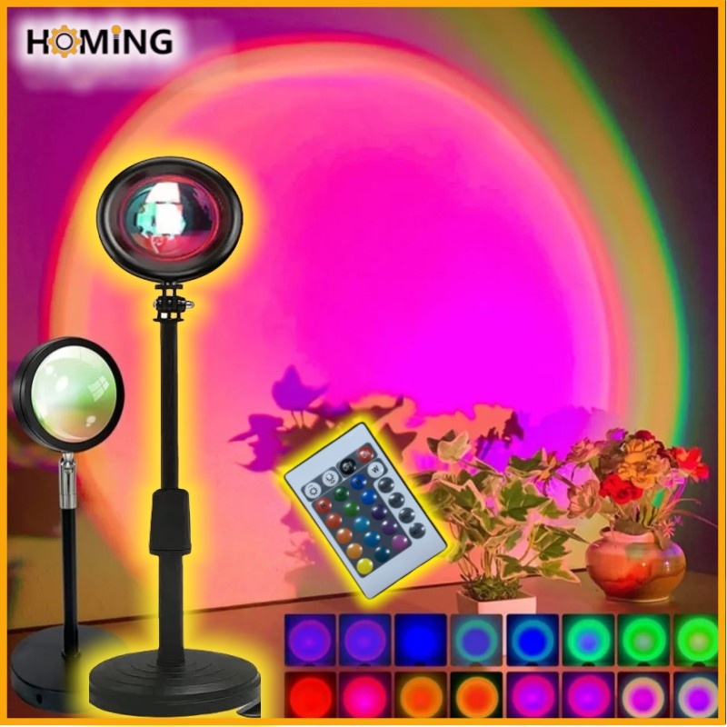 Luminária Por Do Sol Sunset 16 Cores LED Projetor com Controle Remoto USB para Fotografia e Decoração