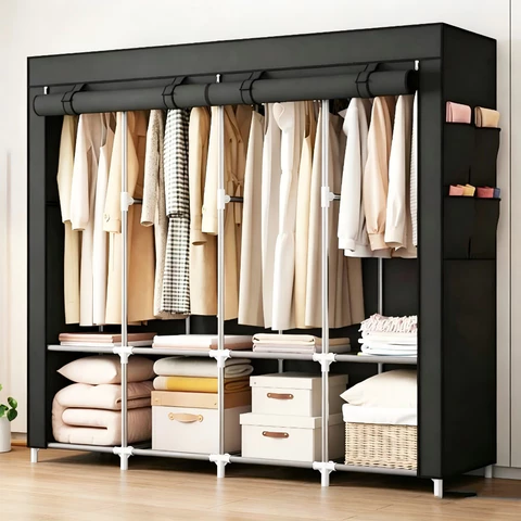 Guarda Roupa Dobrável Grande Arara Portatil Armário Organizador Multiuso Roupeiro Cabideiro Sapateira
