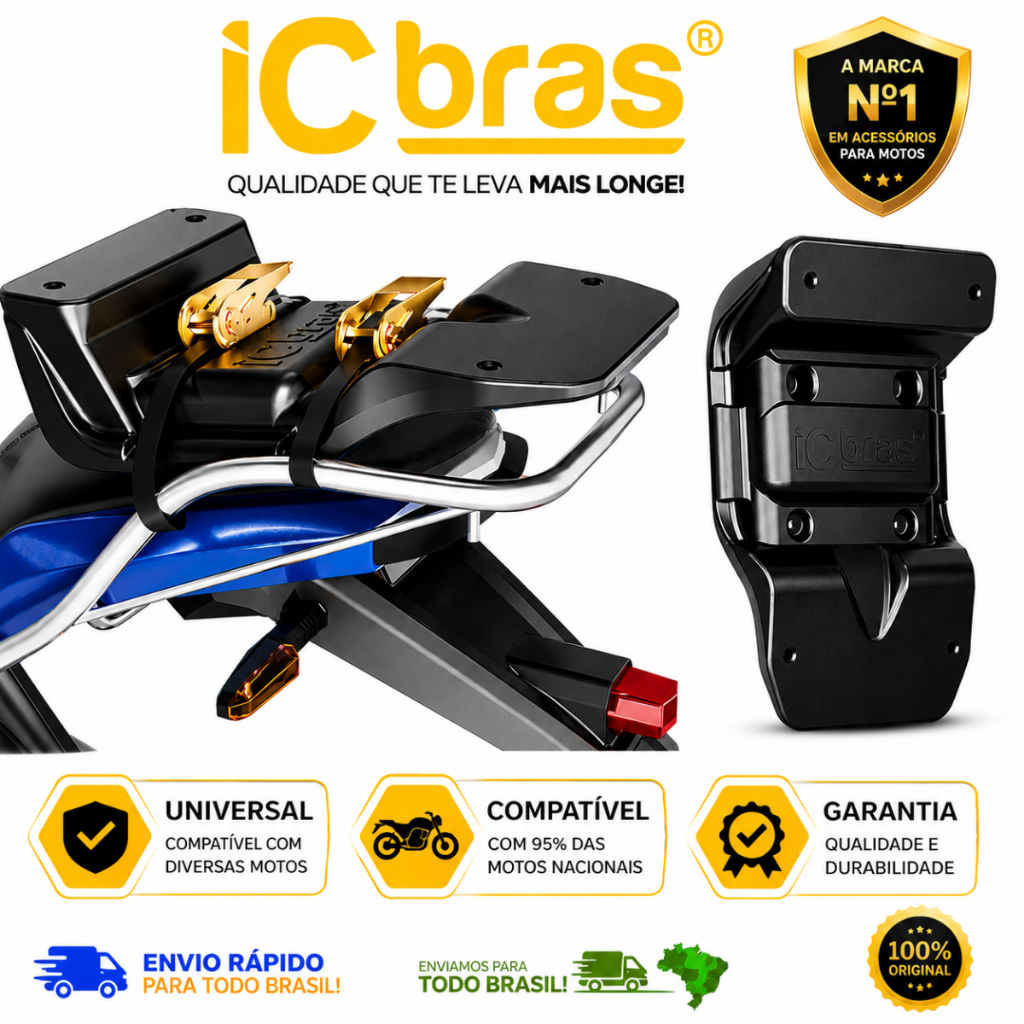 Suporte Universal Para Baú Bauleta Entrega De Moto Completo Resistente Forte Ori