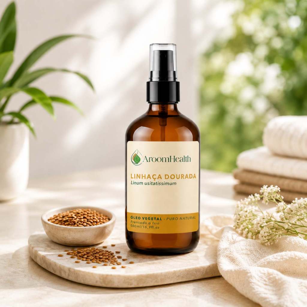 Óleo vegetal puro natyural de Linhaça dourada 500 ml Cabelo e Pele