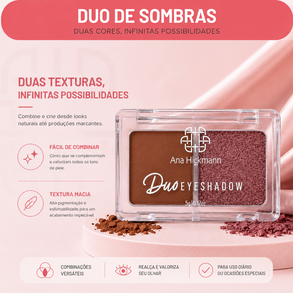 Ana Hickmann Duo Eyeshadow Duo 4 (Bege Claro e Rosa Claro)