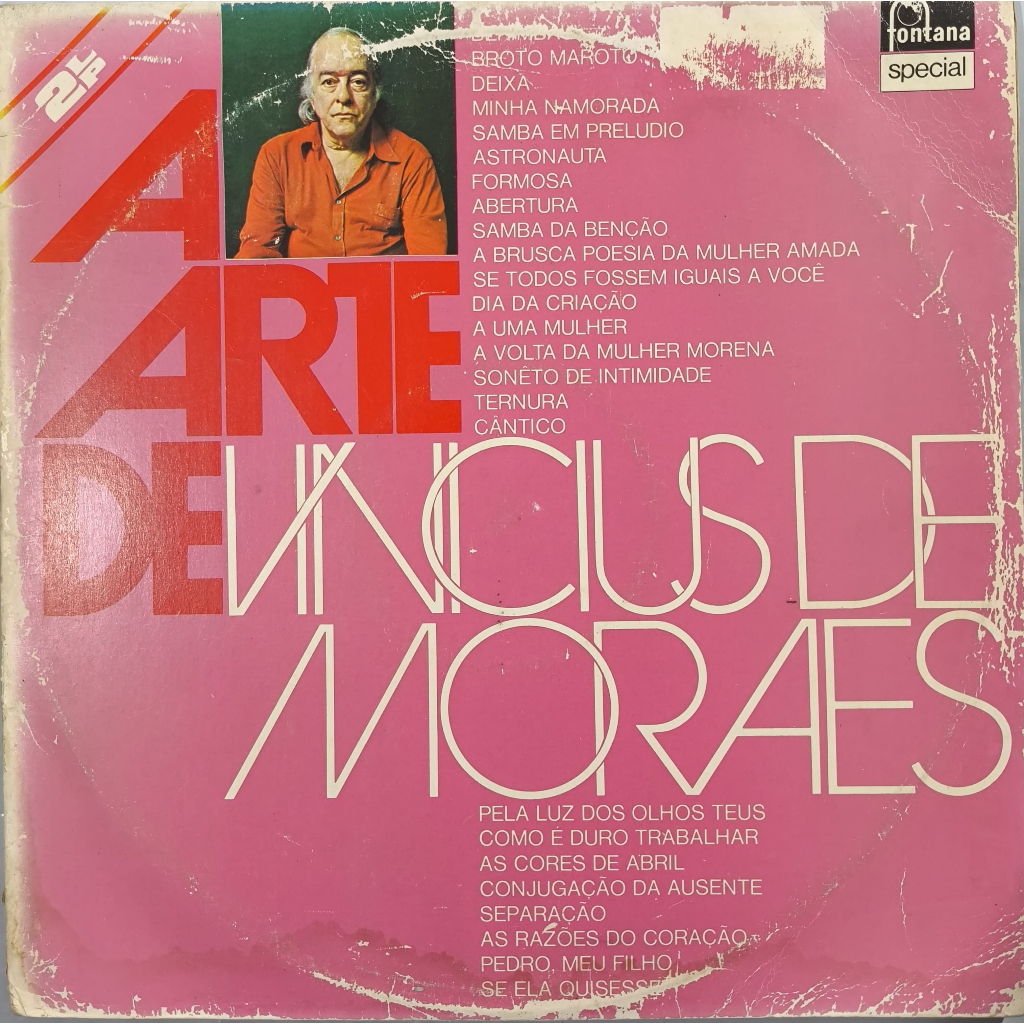 LP VINICIUS DE MORAIS A ARTE DISCO DUPLO 1976 ( CAPA COM MARCAS DO TEMPO DISCOS EM BOM ESTADO )