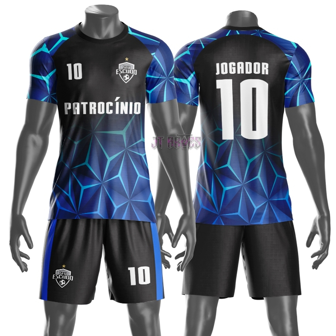 Jogo De Camisa + calção Uniforme Futebol/Futsal Personalizado Patrocínio Nome Número Escudo