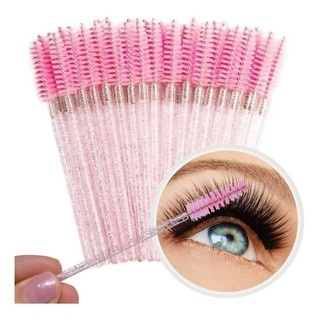 Kit 50/100/200 Escovinhas Com Glitter Extensão De Cilios E Sobrancelha Descartáveis
