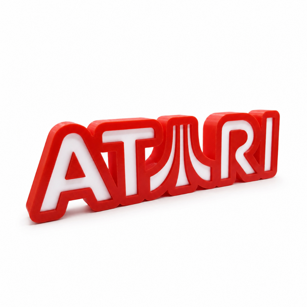 🎮 Logo Atari 3D Decorativo 24cm Retrô Gamer Geek Colecionável