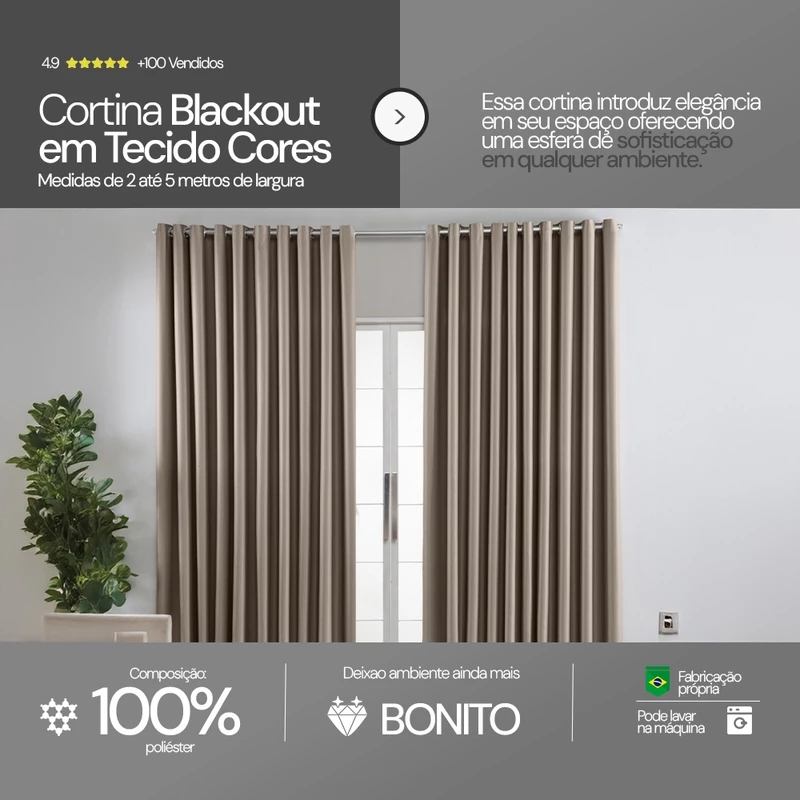 Cortina Blackout em Tecido para Janela de Sala — foto 3