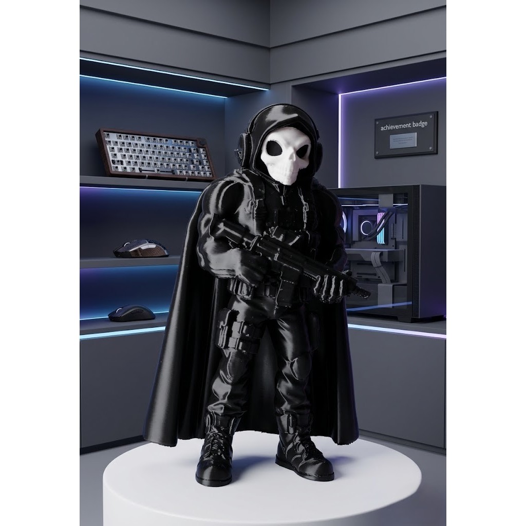 Boneco Decoração Gamer - Ghost  Grim Reaper - Call Of Duty - 14 cm