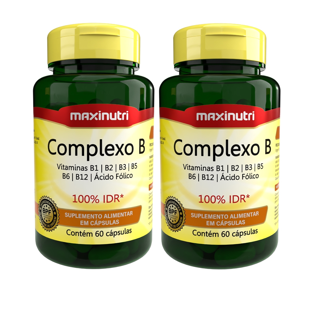 Kit 2 Complexo B 100% Idr + Vitaminas Com 60 Caps Maxinutri
