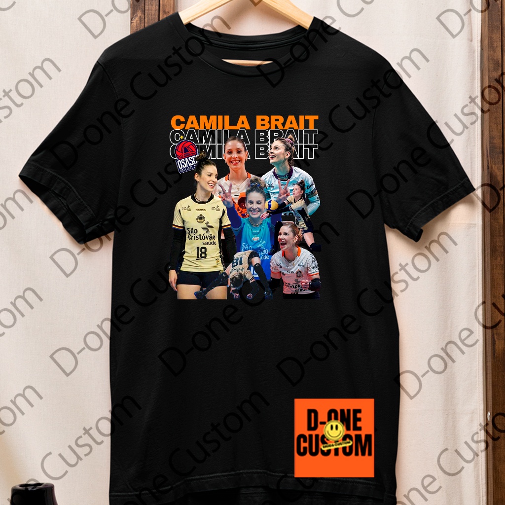 Camisa Camiseta Camila Brait Jogadora Volei Nacional Streetwear Unissex Homenagem Frente Colorido