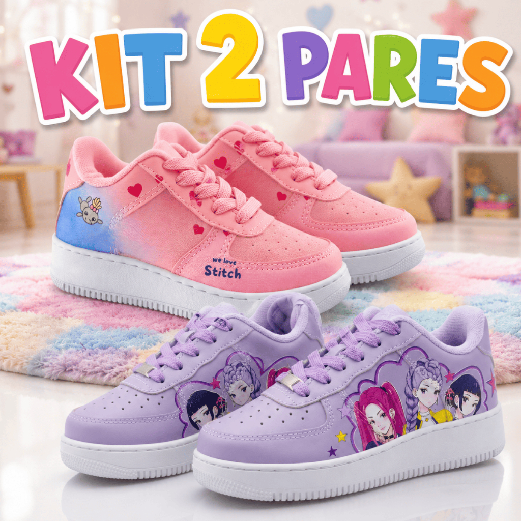 Kit 2 Tênis Infantil Menina Confortável Escolar Leve e Casual