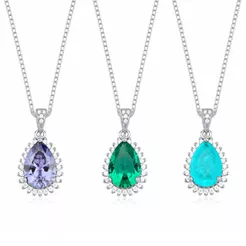 Colar Feminino de Prata 925 Gota Cravejada com Moissanites | Dois modelos de Correntes