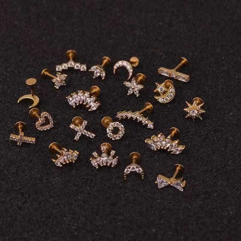 Kit 3 Piercing Sortidos Aço Cirúrgico Premium para Tragus, Helix, Cartilagem e Lóbulo — imagem 2 de 2