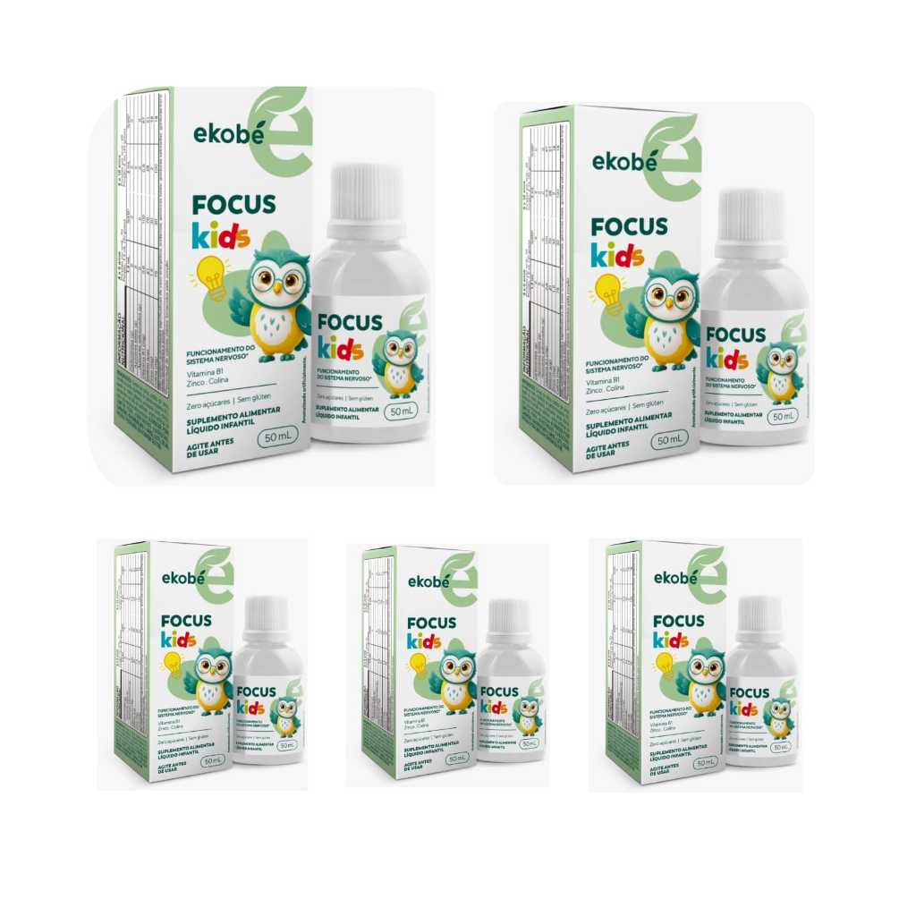 Kit 5x Focus Kids Sabor Tutti-Frutti 50ml Ekobé