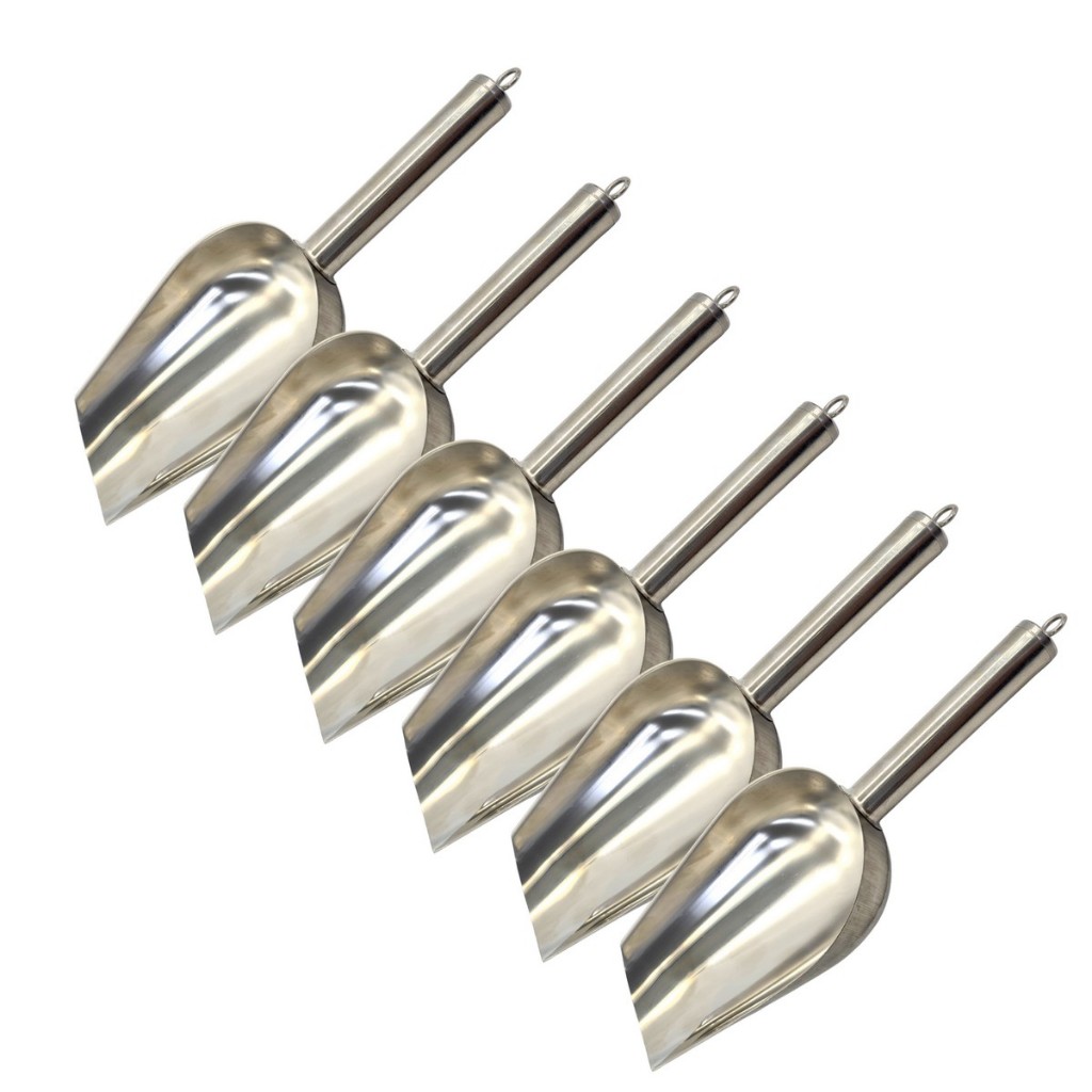 6x Pá Aço Inox Concha Pegador Dosadora Gelo Cereais Grãos