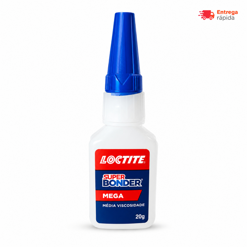 Loctite Super Bonder Mega 20g Cola Instantânea Original Alta Resistência Secagem Rápida
