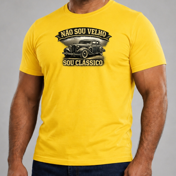 Camiseta Masculina Carro Antigo Estampada Clássico Casual Algodão Manga Curta Rtrô Casual Streetwear Vintage Rustico