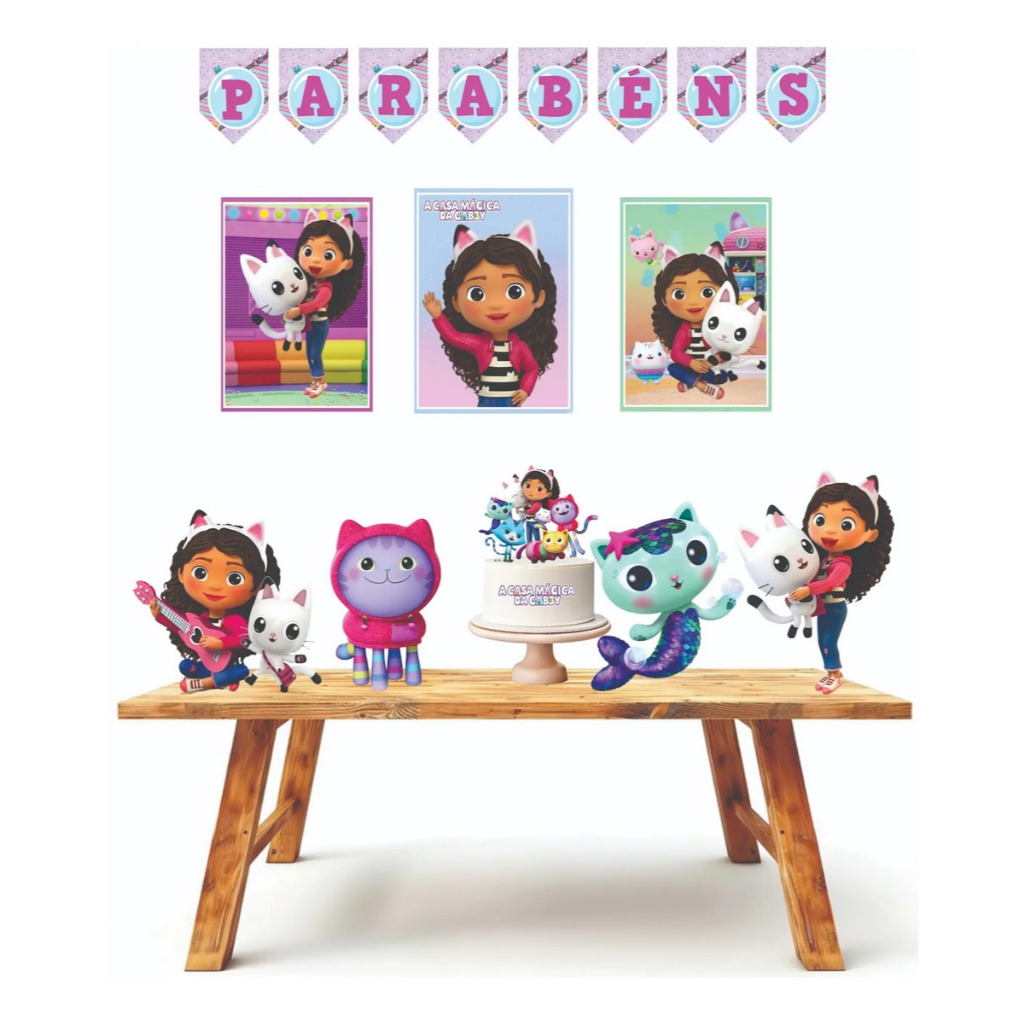 Kit festa em casa personalizado fazemos todos os temas A casa Mágica de Gabby
