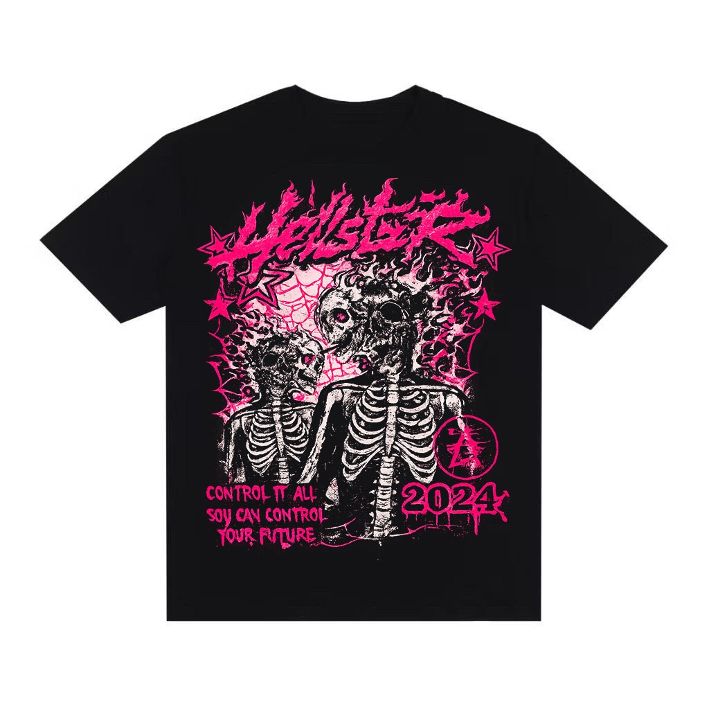 Camiseta Streetwear Camisa Over Oversized Caveira Esqueleto Hellstar Estampado DTF Gótica Alternativa Opium Swag Y2K
