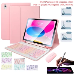Back Field Capa para Tablet + Teclado Touch ABNT2 + Mouse Sem Fio para iPad 11ª(A16)/10ª Geração (10.9)