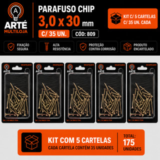 Kit Parafuso Chip Fix Flangeado Philips -  Encartelado - Várias Medidas - Arte Multiloja