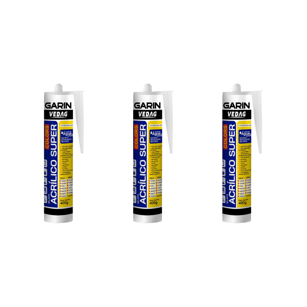3 Silicone Acrílico Vedante P Vaso Pia Multiuso 400g Branco