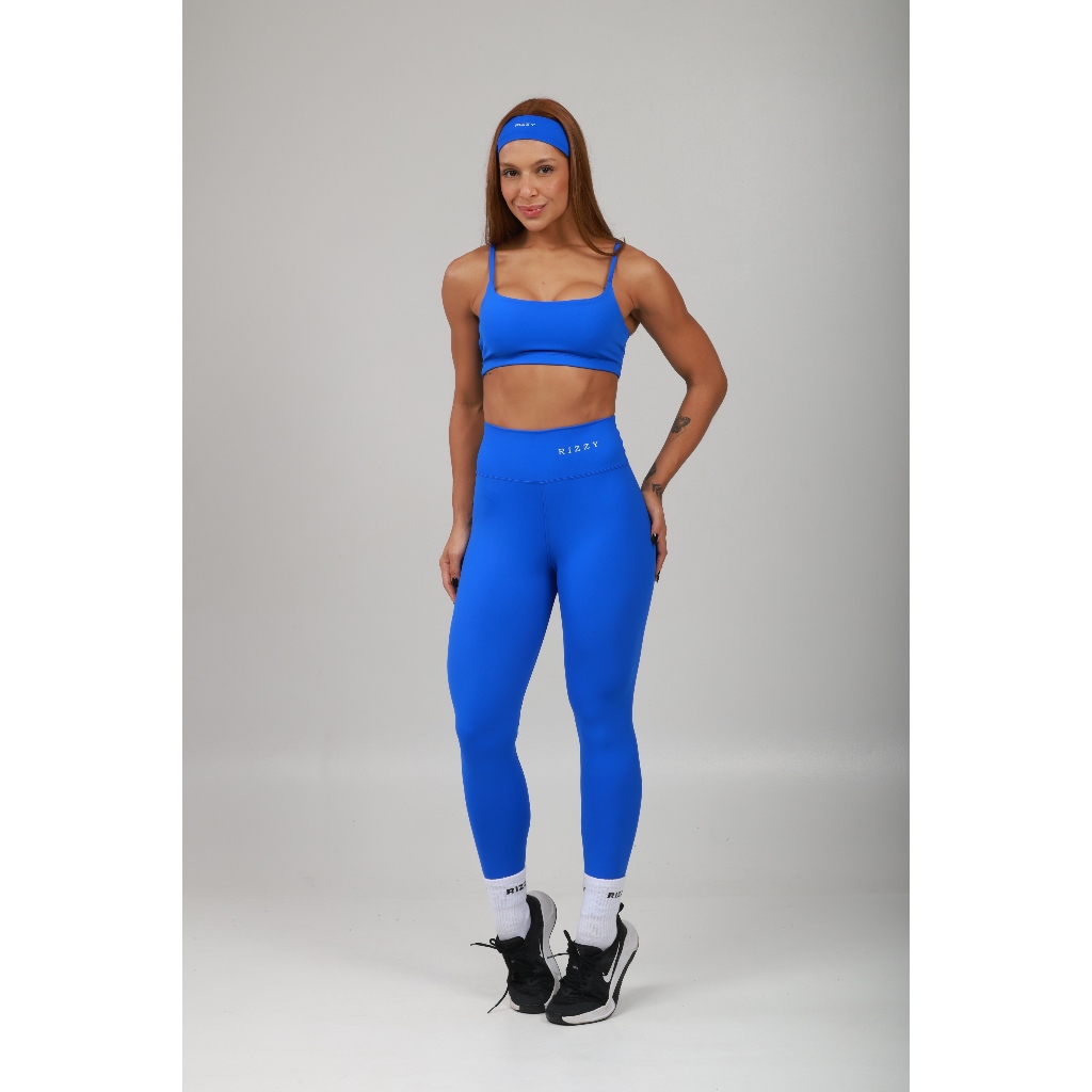 Top Fitnes Feminino Academia Alta Sustentação Bojo Poliamida Reforçado Zero Transparência Azul Royal