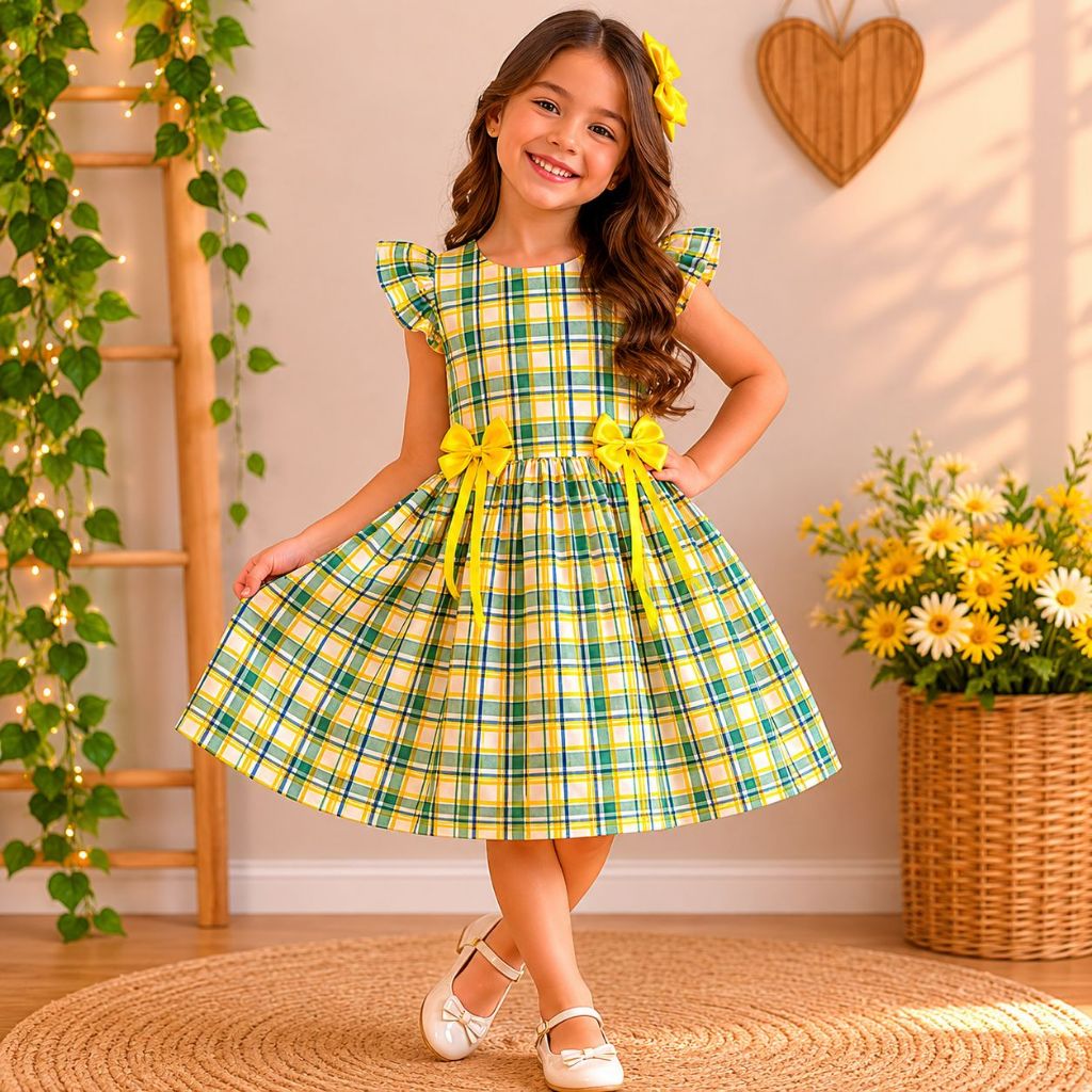 Vestido Infantil Brasil Lilo e Stitch Floral Festa Junina e Casual Menina Junino