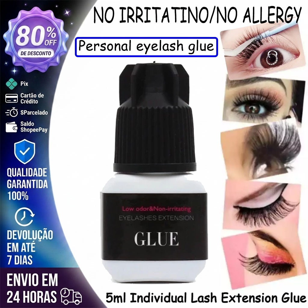 Funmix 5 Ml Individual Cola Cílios Iniciantes Preto Adesiva Odor Livre #cola para cílios #extensão de cílios