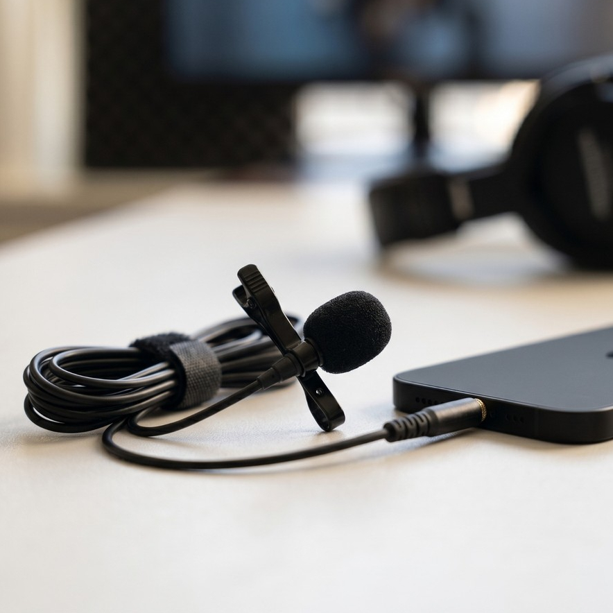 Microfone de Lapela Profissional Externo Entrada P2 Com Fio Isolante de Ruído