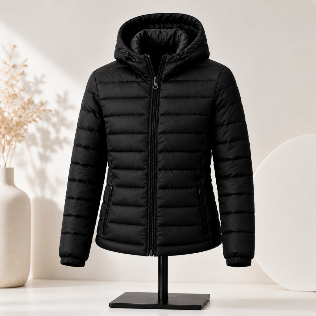 Jaqueta Feminina Puffer Acolchoada Inverno Quentinha Com Capuz Moda Feminina Casual Tendência