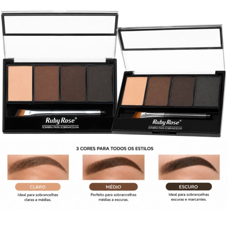 Paleta de Sombras para Sobrancelhas , Longa Duração, Efeito Natural - Ruby Rose