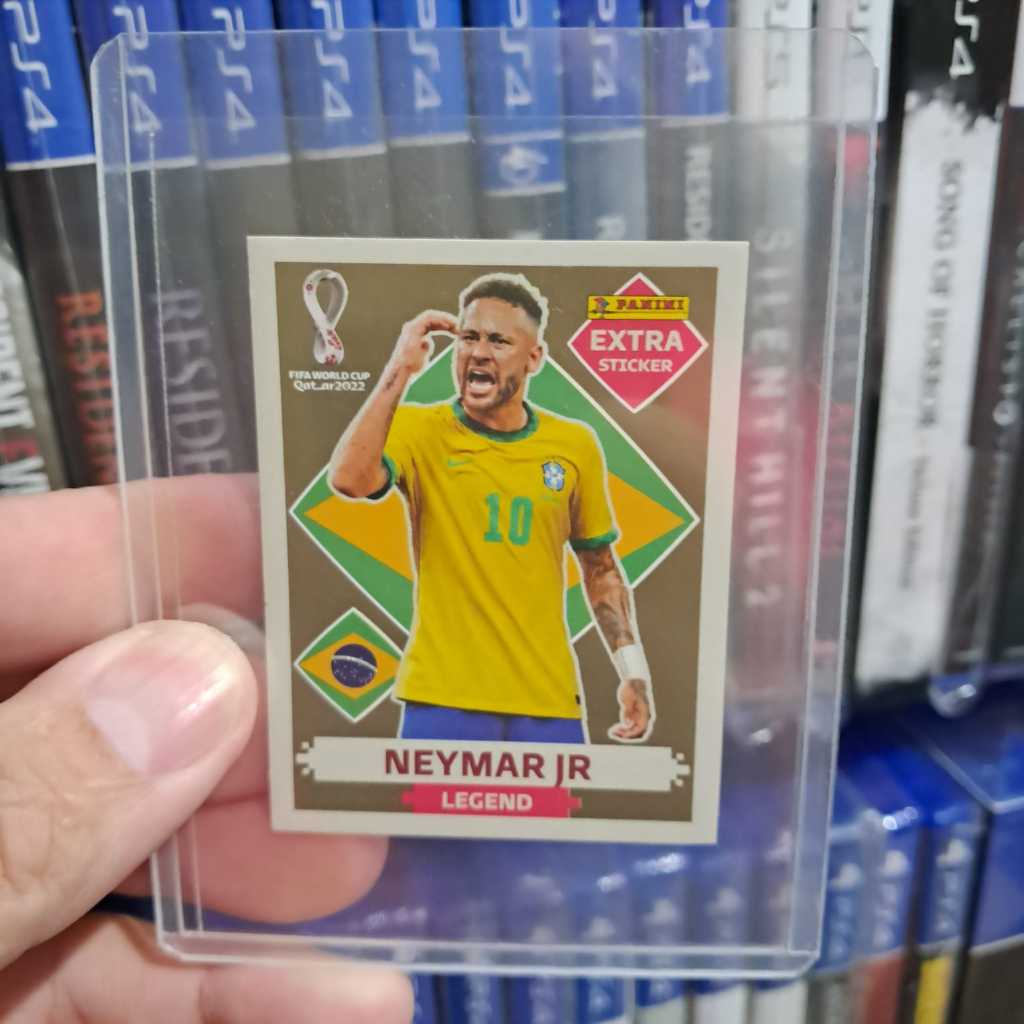 Figurinha Da Copa 2022 Neymar Jr Legend Gold Extra Sticker Rara Panini Copa Do Mundo 2022