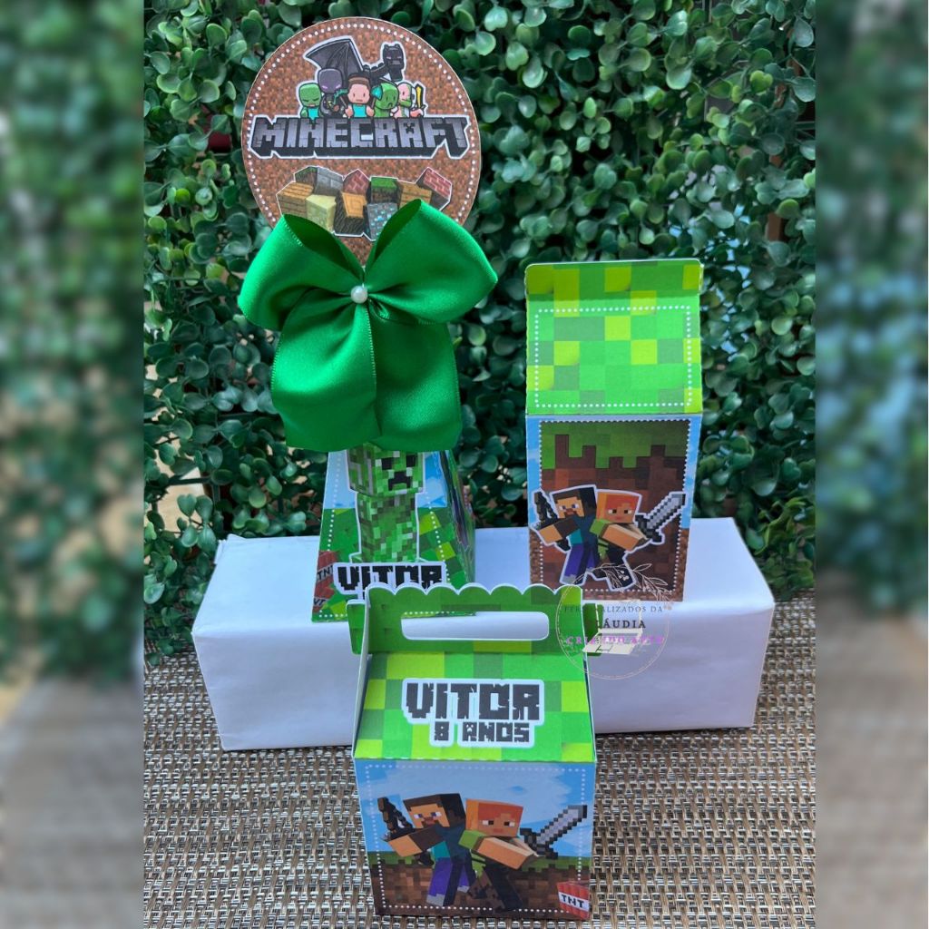 Lembrancinha caixinha  personalizada Minecraft caixinha aniversario kit festa mimos decoração de aniversario Minecraft
