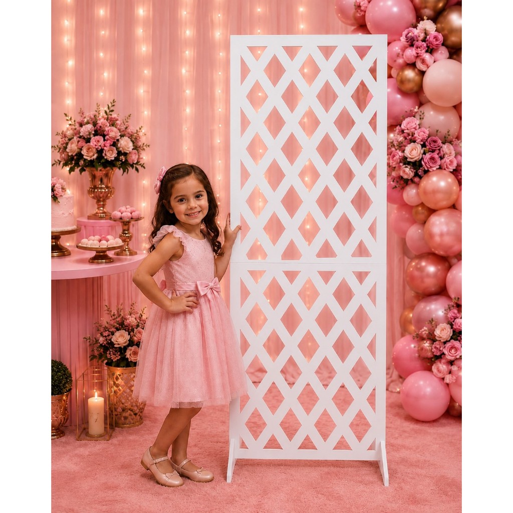 Painel Decorativo Treliça Branco em MDF Tamanho G Desmontável 2 Partes Móvel Decorativo para Festas PROMOÇÃO!!!