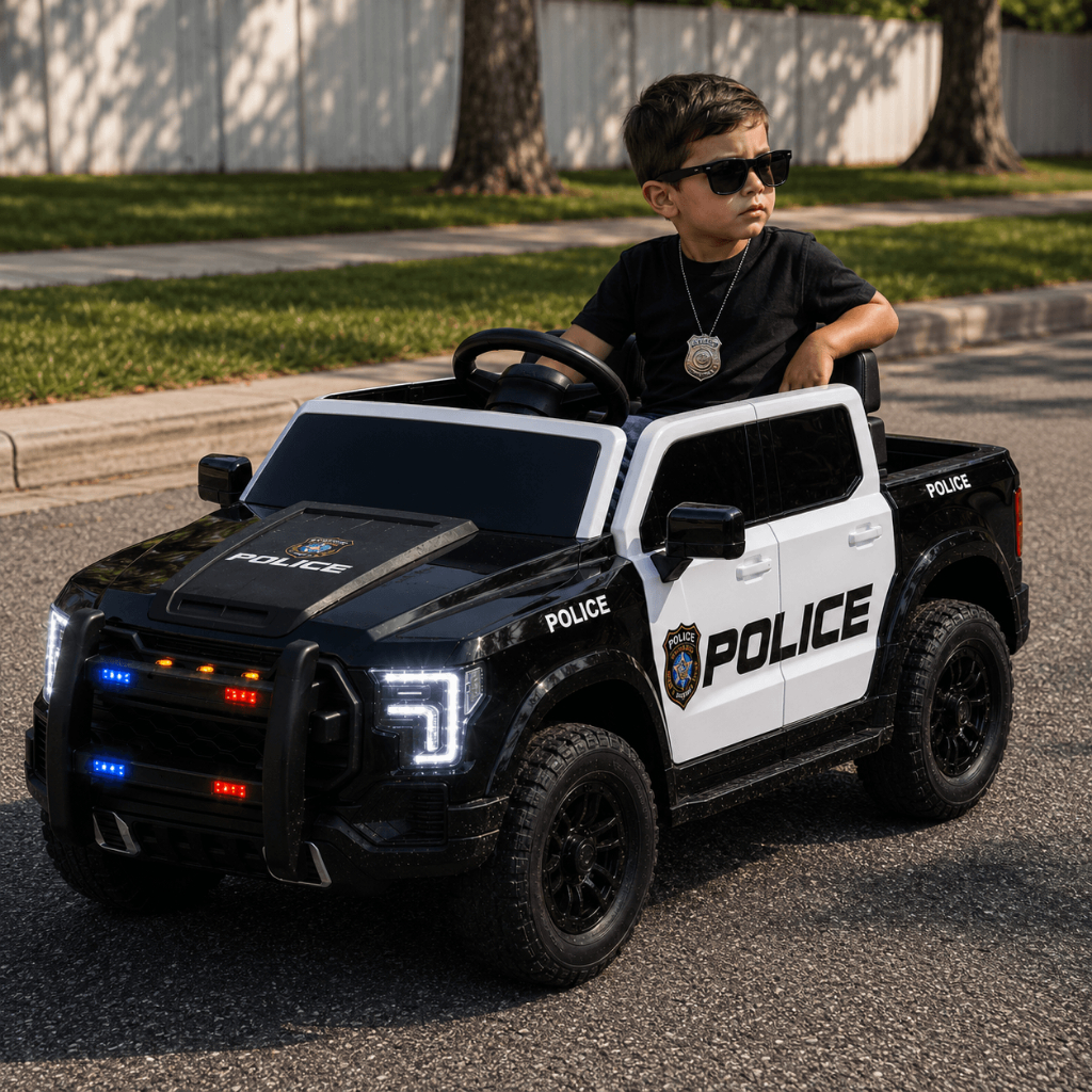 Carro Eletrico Infantil Bang Toys Jipe Police Preto 12V Controle