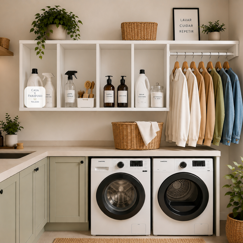 Nicho organizador de parede multiuso lavanderia decoracao 95 cm