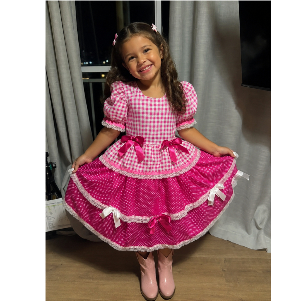 Vestido de Festa Junina Infantil Super Confortável Tecido