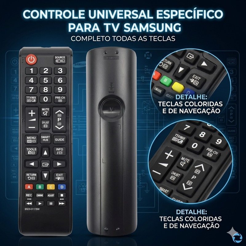 Controle Para TV Samsung Universal Tecla Hub 7036