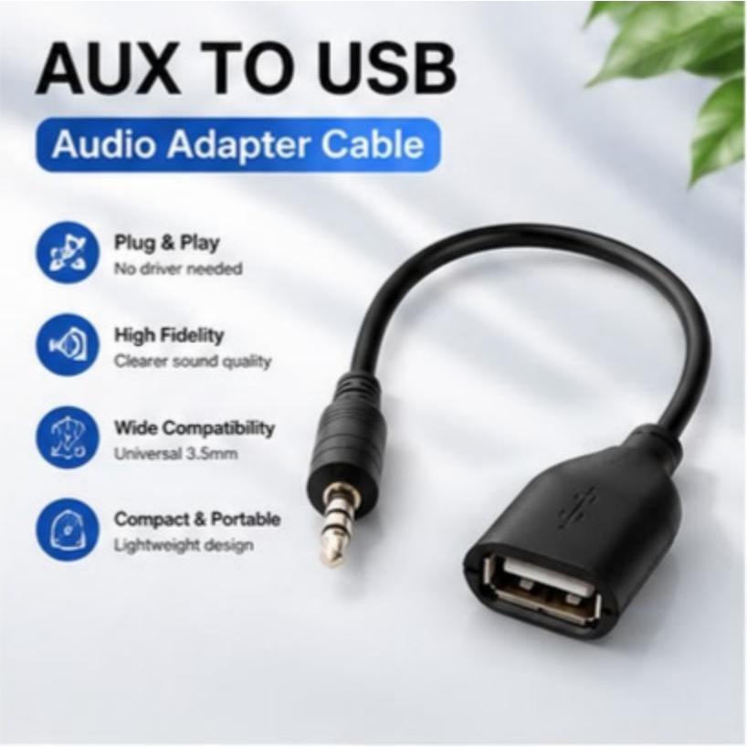 Cabo Usb Pendrive Fêmea 3,5m X P2 Entrada Auxiliar