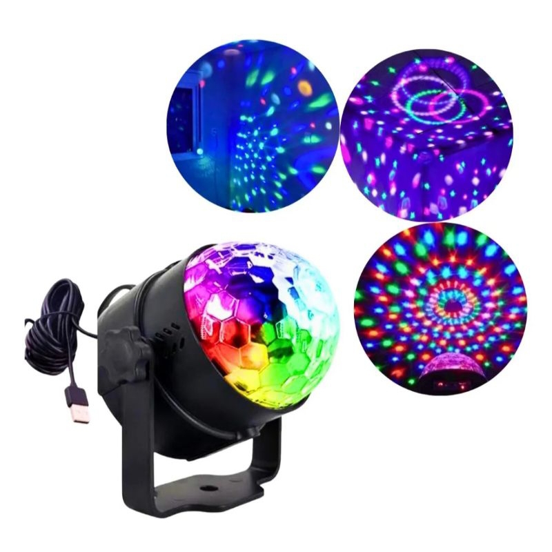 Mini Globo De Luz LED RGB Festa Balada Ltomex AL-L10 Iluminação Jogo De Luz Com Entrada USB Para Caixa De Som E Eventos